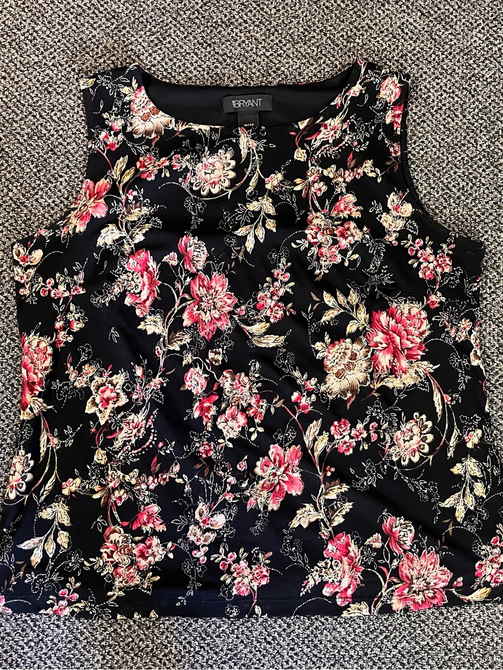 Women’s Lane Bryant Blouse Tank Top Shirt 18/20 Glitter Floral Gold Navy Blue